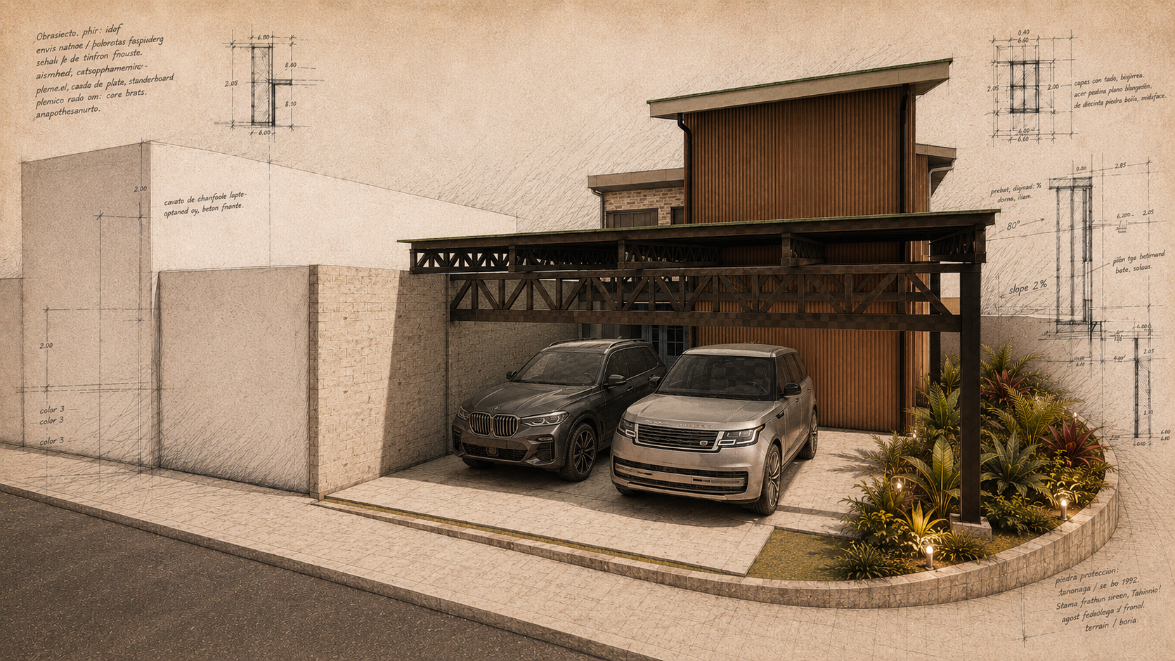 Fachada & acceso vehicular
